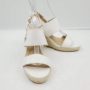 Abella True Comfort White Vegan Leather Wedge Heel Sandal, Women Size 6.5 M EUC